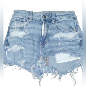 American Eagle Mom's Jeans Women's Distressed Denim Blue Jean Shorts Size 00
